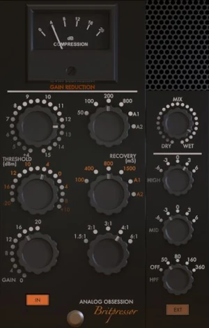 Analog Obsession Britpressor, plugin VST gratis de compresión de bus