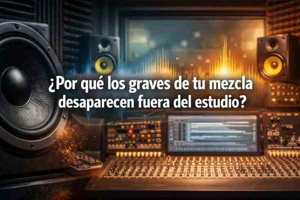 Imagen ilustrando artículo sobre por qué desaparecen los graves de tus mezclas fuera de tu estudio