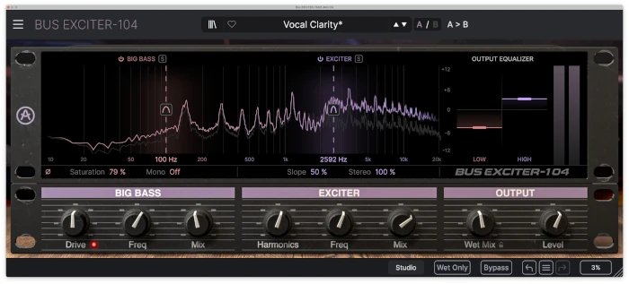 Arturia Bus EXCITER-104, plugin excitador aural basado en Aphex