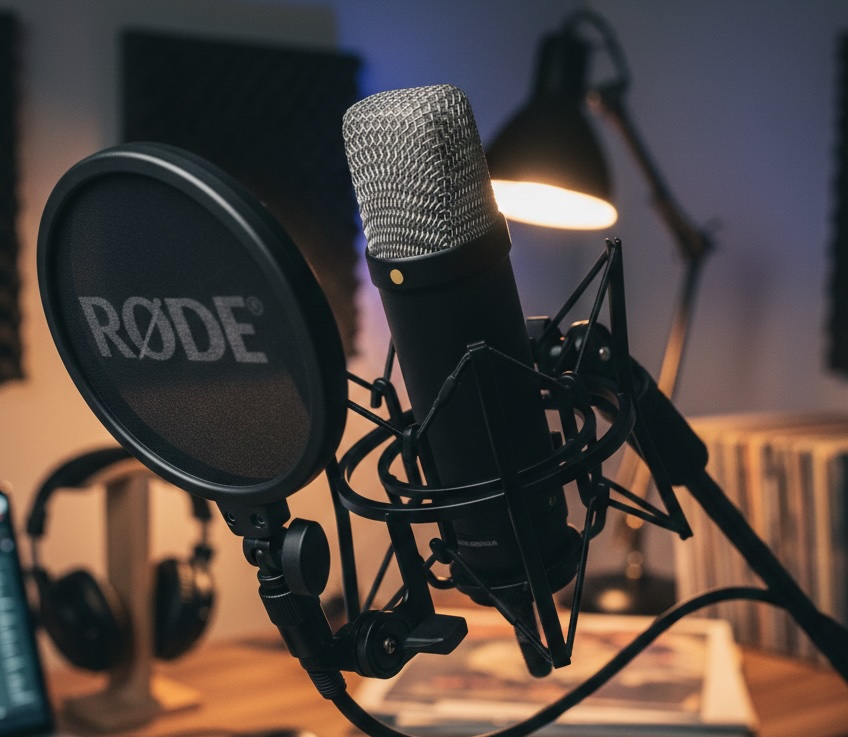 Rode NT1 5th Generation, micrófno de condensador en un estudio de sonido