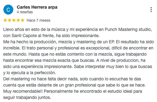 Reseña de cinco estrellas a mi trabajo de producción, mezcla y masterización para Señor de Plastilina